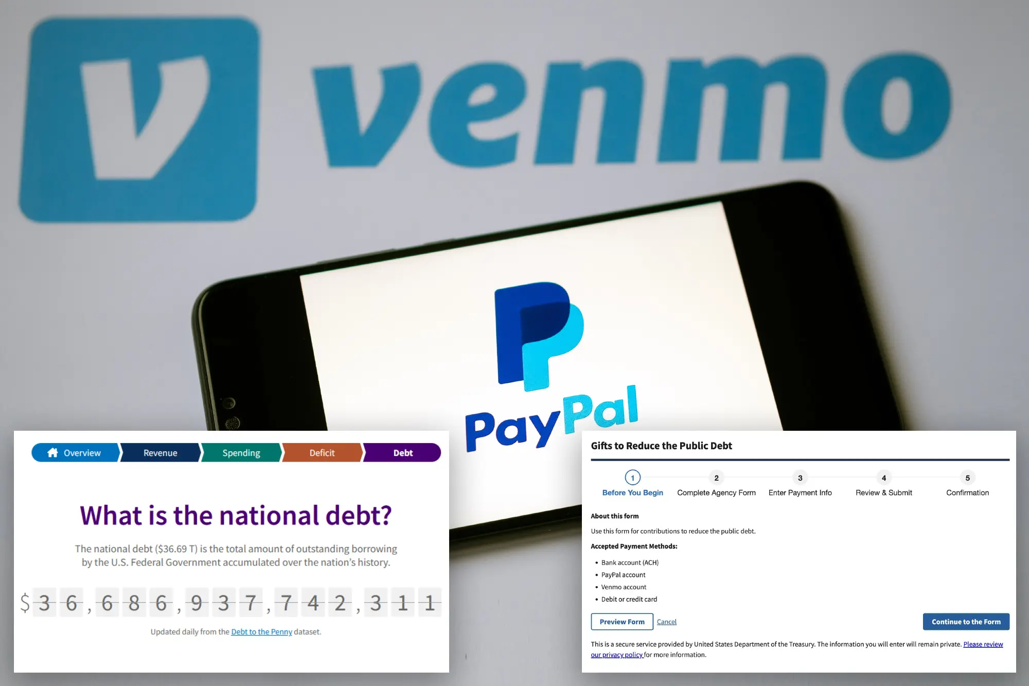 Venmo, PayPal Users Can Now Send Money To The US Government To Help Pay Down $36.7T National Debt